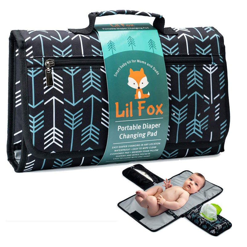 Portable Oxford Black Diaper Changing Pad