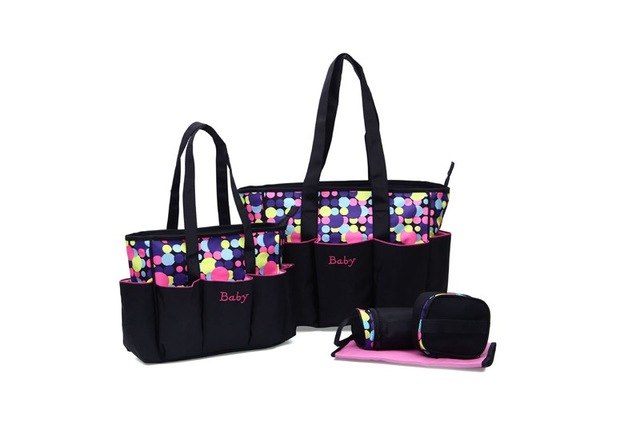 Patterned 5-Piece Diaper Bag Set