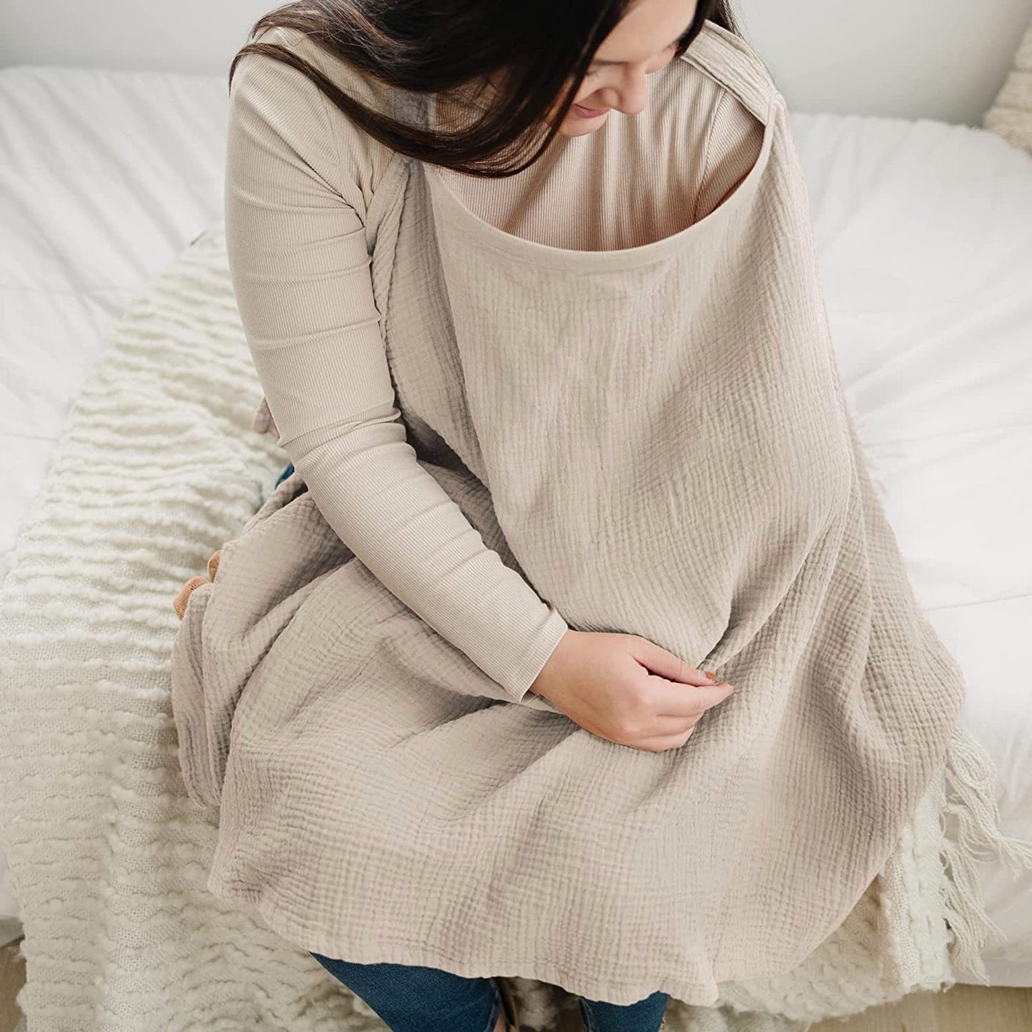 Breathable Muslin Nursing Cover — Stylish & Multi-Use