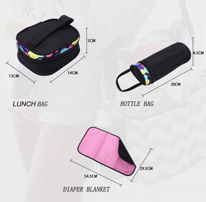 Patterned 5-Piece Diaper Bag Set