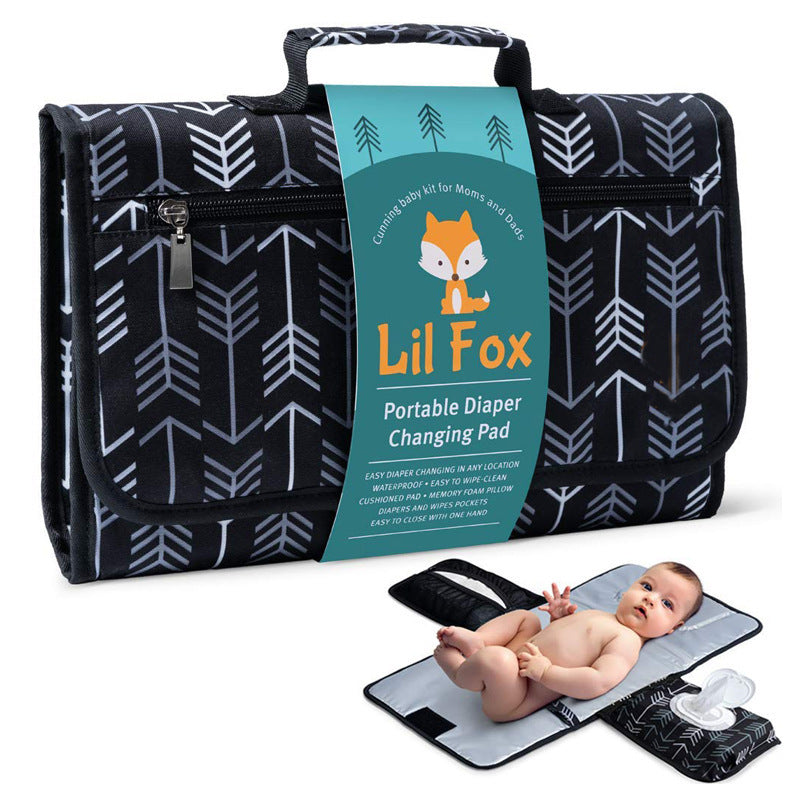 Portable Oxford Black Diaper Changing Pad