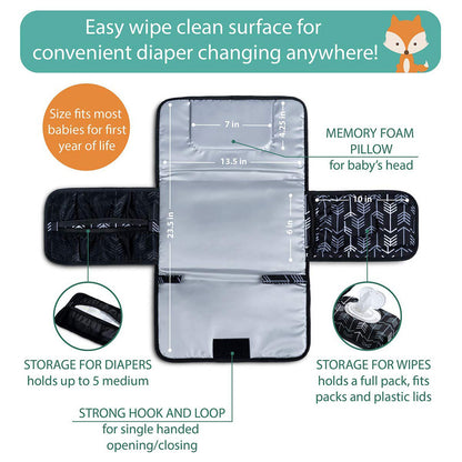 Portable Oxford Black Diaper Changing Pad