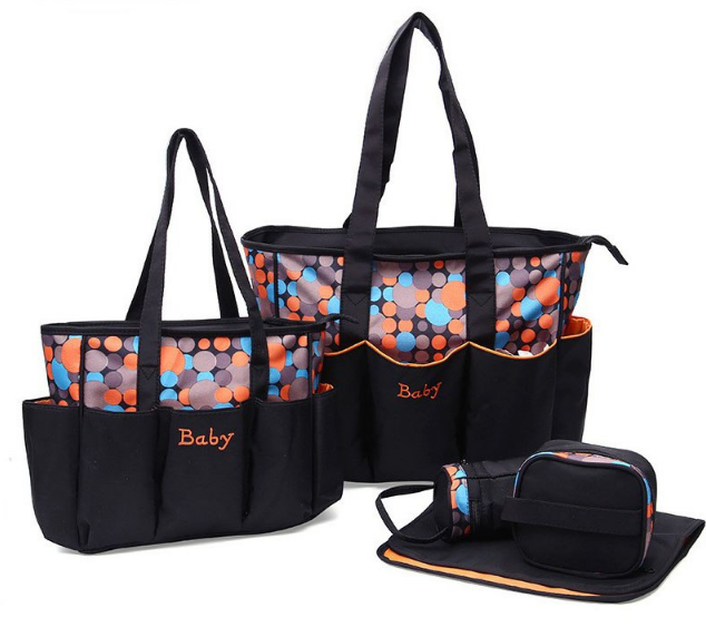 Patterned 5-Piece Diaper Bag Set