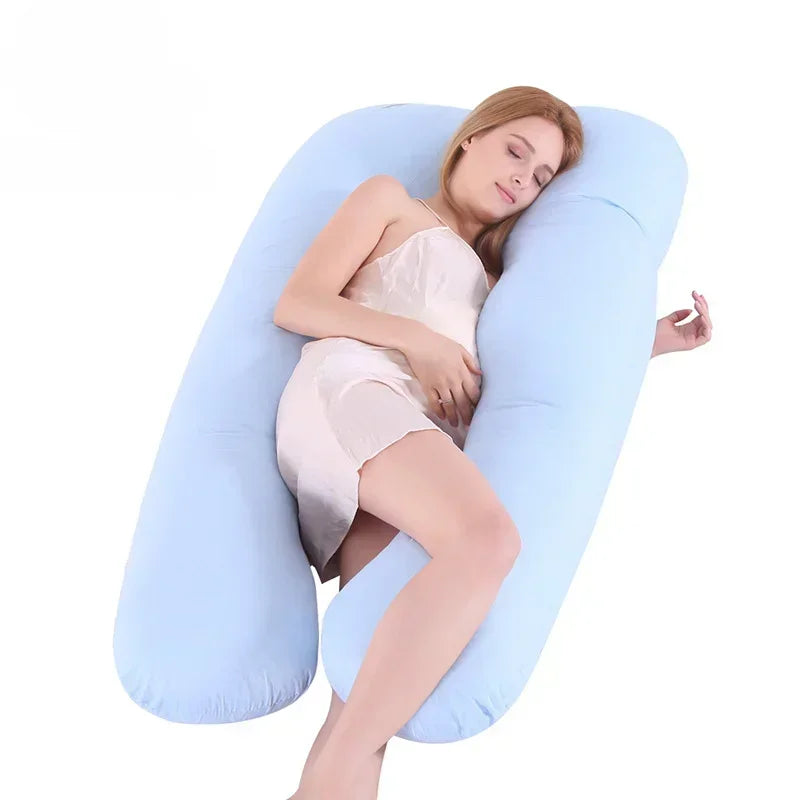 Pure Cotton U-Shaped Maternity Pillow for Back & Belly