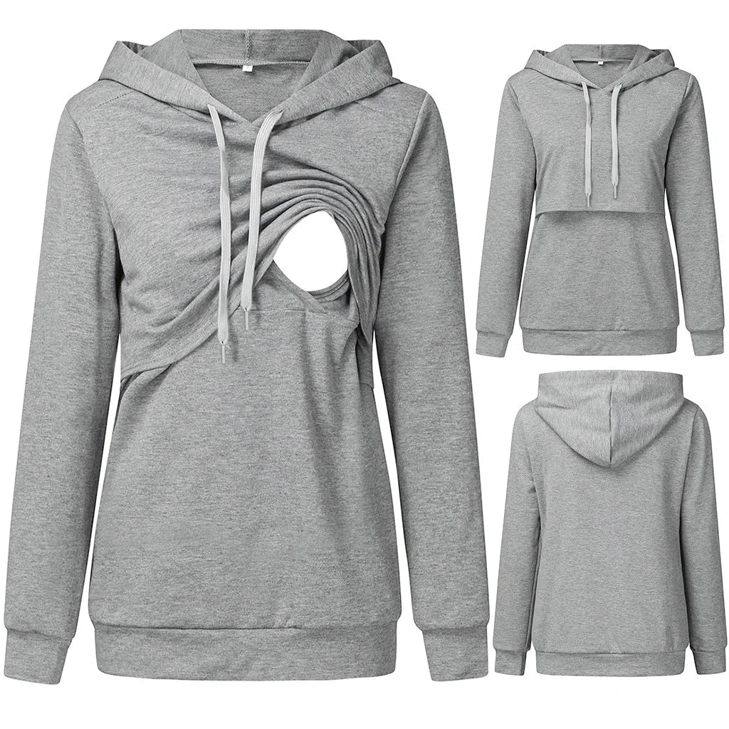 Warm Nursing Hoodie – Style Meets Easy Feeding