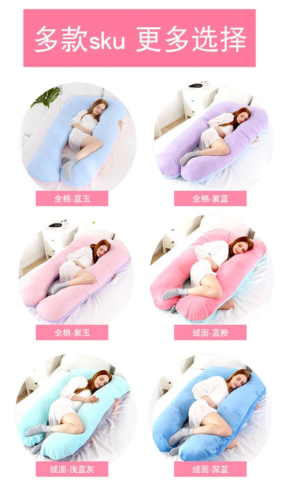Pure Cotton U-Shaped Maternity Pillow for Back & Belly