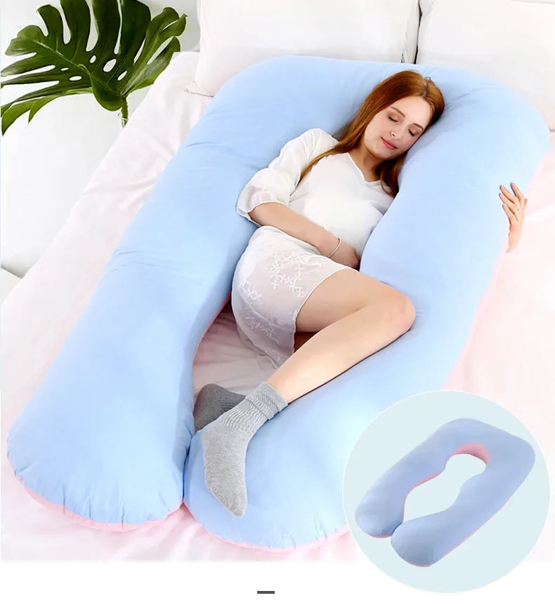 Pure Cotton U-Shaped Maternity Pillow for Back & Belly