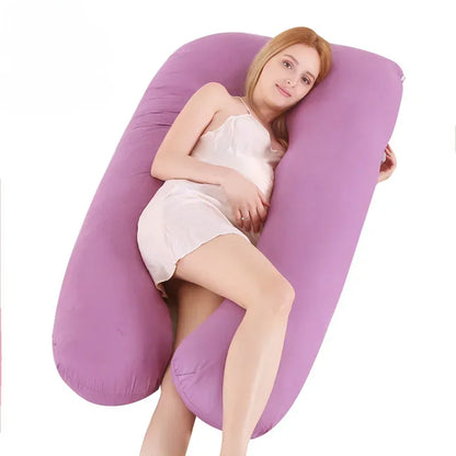 Pure Cotton U-Shaped Maternity Pillow for Back & Belly