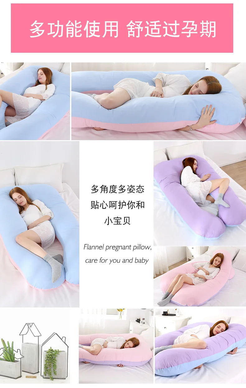 Pure Cotton U-Shaped Maternity Pillow for Back & Belly