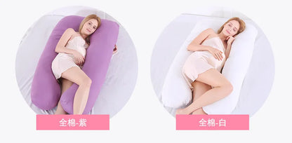 Pure Cotton U-Shaped Maternity Pillow for Back & Belly