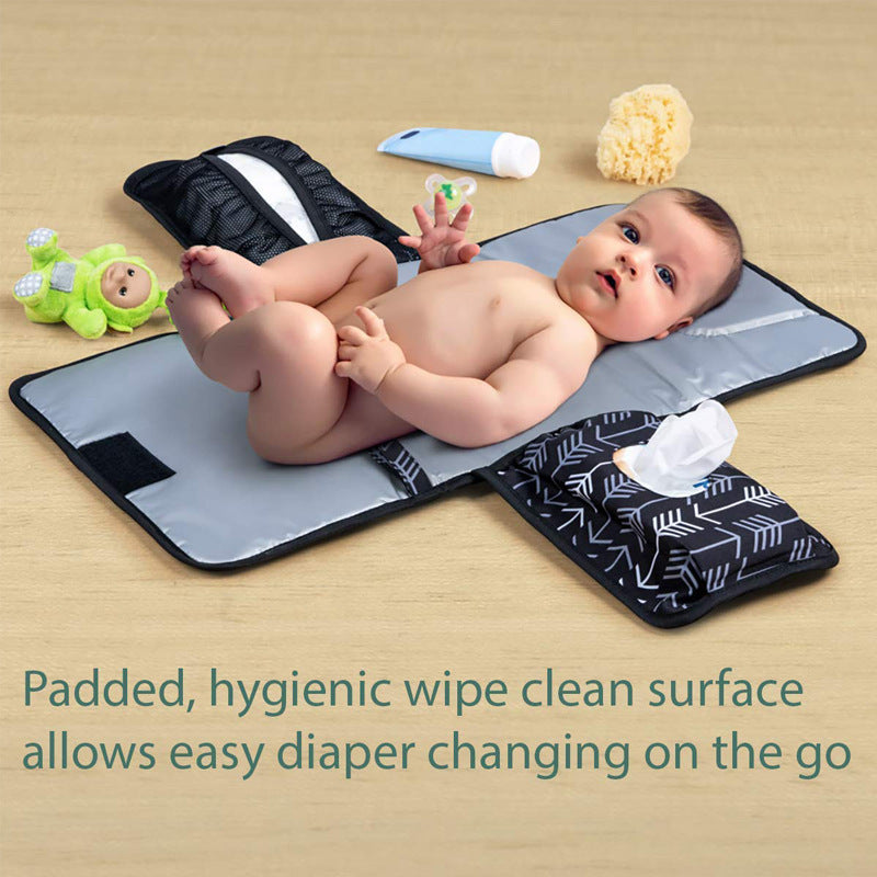 Portable Oxford Black Diaper Changing Pad